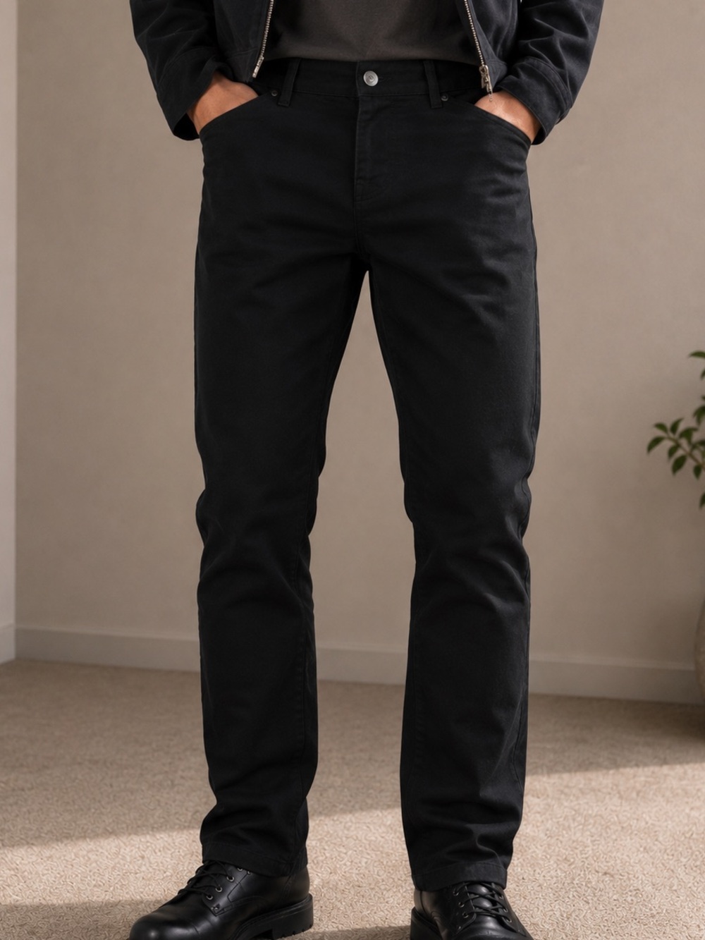 Outlier Pants Mens 31x32 Black Workcloth Slim Dungarees Canvas Chino Stretch